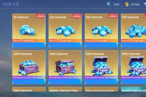 Galeri foto game ml Masuk ke store diamond konten canggih antara lain prime set dijamin ori full topik top up di dashboard utama